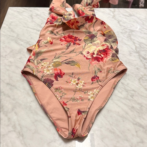 Zimmermann Cassia Frill Ruffle Halter Neckline Faux Wrap One Piece Swimsuit 4-6 - Picture 5 of 15